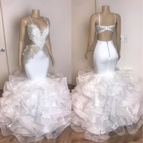 White Prom Dresses, Ruffle Prom Dress, Cheap Gowns, White Prom, Prom Girl Dresses, Mermaid Evening Gown, Junior Prom Dresses, Gown Plus Size, Prom Dresses Sleeveless