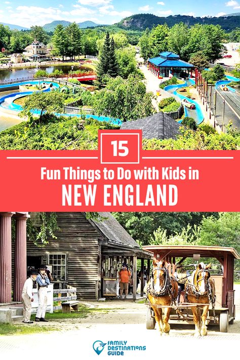 Dreaming about a family vacation to New England and looking for things to do? We’re FamilyDestinationsGuide, and we’re here to help: Discover the most fun things to do in New England with kids - so you get memories that last a lifetime! #newengland #newenglandthingstodo #newenglandwithkids #newenglandactivities Family Vacation Destinations Usa, New England Day Trips, Usa Vacation Destinations, England With Kids, New England Vacation, New England Trip, England Vacation, New England Summer, England Road Trip