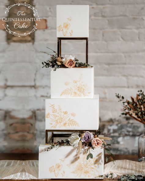 Cake Riser, Cake Structure, Wedding Cake Display, 3 Tier Wedding Cakes, Square Wedding Cakes, Wedding Cake Photos, Dream Wedding Cake, Luxury Wedding Cake, Cake Studio