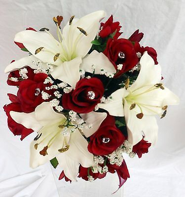 Prom Flowers Bouquet, Deep Red Roses, Ivory Wedding Flowers, Ivory Bouquet Wedding, Elegant Wedding Bouquets, Roses Purple, Bouquet Images, Red And White Weddings, Cheap Wedding Flowers