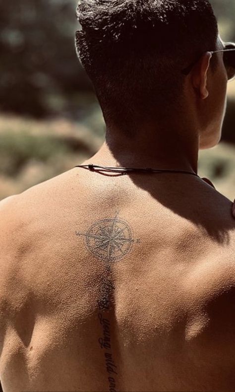 Mens Hidden Tattoos, Men’s Biblical Tattoos, Back Writing Tattoos Men, Christian Mens Tattoo, Men’s Spine Tattoos, Mens Upper Back Tattoos, Aesthetic Back Tattoo Men, Guy Back Tattoos, Oblique Tattoos For Guys