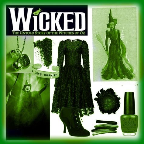 Wicked - Elphaba - http://www.polyvore.com/wicked_elphaba/set?id=71092982 Elphaba Makeup, Premiere Outfits, Movie Premiere Outfit, Wicked Elphaba, Witches Night, The Witches Of Oz, Wicked Movie, Pumpkin Spice Season, Fx Makeup