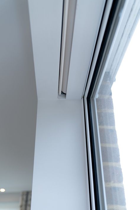 Ceiling Detail, House Extension Design, Electric Blinds, Blackout Blinds, Construction Work, Roller Blind, Curtain Designs, Window Design, Interior Trim