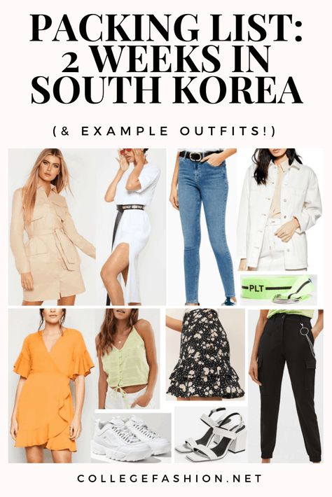 South Korea packing list for a two week trip to Seoul South Korea Seoul Fashion, Korea Vacation Outfits, Seoul Travel Outfit, Seoul Outfits Fall, Korea In May Outfit, South Korean Outfits Summer, Korean Outfits Spring Seoul, Outfit Ideas For Korea Trip, Outfits For Seoul