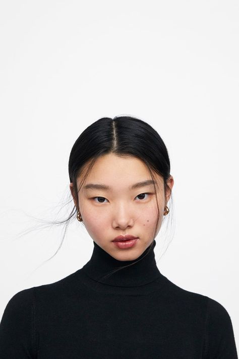 BASIC TURTLENECK SWEATER - Item available in more colors Headshot Drawing, Yoon Young Bae, Monolid Makeup, Face Drawing Reference, Motion Design Video, Female Pose Reference, Design Video, Model Drawing, Beauty Shoot