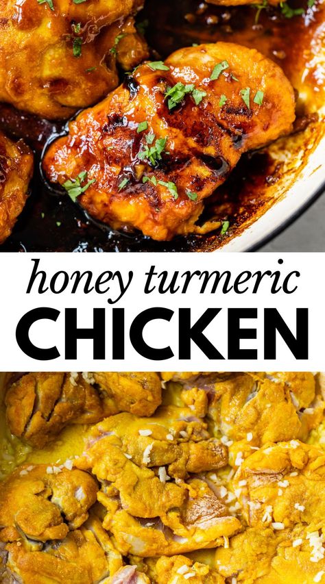 Tumeric Chicken Recipes, Recipes With Turmeric, Recipes Using Turmeric, Honey Chicken Breast, Honey Turmeric, Healthy Chicken Thigh Recipes, Soy Glaze, Turmeric Chicken, Honey Glazed Chicken