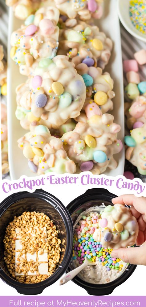 Easter Finger Desserts, Easter Peanut Clusters, Easter Cracker Candy, Easter Candy Salad, Easter Crockpot Candy, Easter Treats For Adults, Easter Candy Ideas, Diy Easter Candy, Candy Clusters