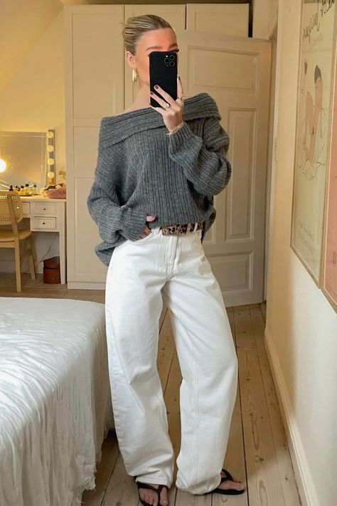 Witte Jeans Outfit, Madonna Outfits, School Ootd, Winter Inspo, Winter Fit, Autumn Fits, Ootd Inspo, Outfit Look, Dressy Outfits