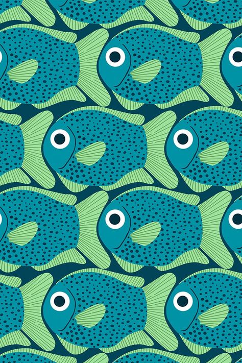 Another fun retro nautical textile design to get you in the mood for summer! A cute colorful fish pattern in a finnish design inspired mid-century modern patten. A perfect way to add whimsy to all your bathroom and home accessories! #aesthetic #wallpaper Modern Textiles Patterns, Tropical Prints Pattern, Retro Nautical, Mid Century Wallpaper, Nautical Prints, Nautical Colors, Tropical Sea, Accessories Aesthetic, Sea Print