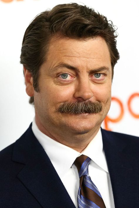 Nick Offerman Best Mustaches, Cool Mustaches, Beard And Mustache Styles, Mustache Styles, Nick Offerman, Anderson Cooper, Charlie Hunnam, Beard No Mustache, Facial Hair