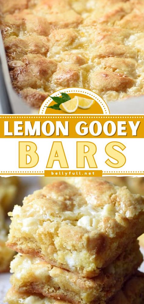 Lemon Gooey Bars, summer desserts, lemon recipes Lemon Treats, Gooey Cake, Gooey Bars, Cake Lemon, Lemon Bars Recipe, Gooey Butter Cake, Lemon Dessert Recipes, Dessert Bar Recipe, Chocolate Lava