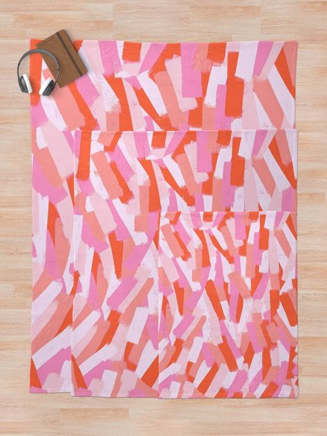 "Orange and Pink Brush Strokes Pattern" Throw Blanket for Sale by OneThreeSix Pink Brush, Pink Throw Blanket, Brush Strokes Pattern, Pattern Throw Blanket, White Throw Blanket, Pink Throws, White Throws, White Blanket, Orange And Pink