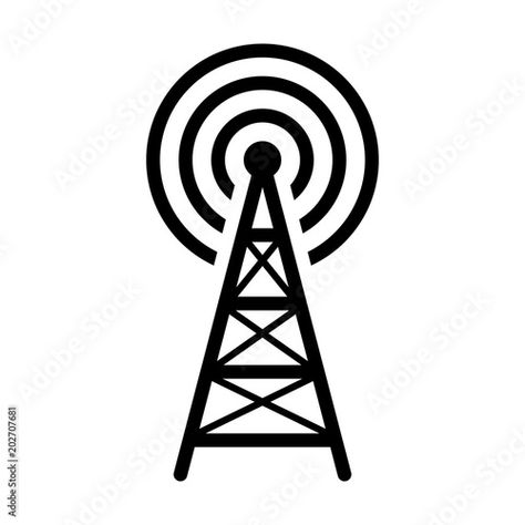 Icon For Apps, Radio Tower, Radio Icon, Radio Waves, Waves Icon, Wave Illustration, Transmission Line, Line Art Vector, Radio Wave