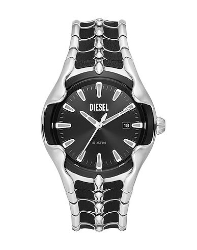 DIESEL VERT | Silver Men‘s Wrist Watch | YOOX Diesel Men, Three Hands, Bracelet Clasps, Leather Silver, Stainless Steel Watch, Silver Man, Watch Brands, Stainless Steel Bracelet, Quartz Movement