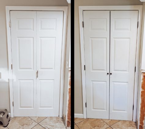 How To Turn Bifold Doors Into Sliding Doors, How To Fix A Bifold Closet Door, Converting Bifold Closet Doors, Bifold Into French Doors, Bifold Door Makeover Diy Pantry, Replacement For Bifold Doors Closet, Changing Bifold Doors To Regular Doors, Converting Bifold Doors To French Doors, Change Bifold Doors To French Doors