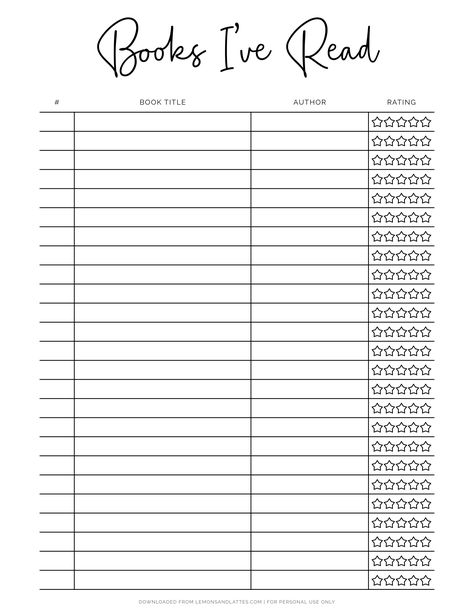 Do you have a goal to read a certain number of books this year? A book tracker is a fun way to keep up with it all. Books To Read List Printable, Diy Book Review Journal, Keep Track Of Books Read, Books To Read List Template, Book Tracking Template, Reading Book Log, Books Ive Read This Year Template, Printable Lists Free, Reading Tracker Spreadsheet