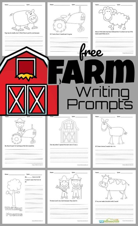 Farm Anatomy, Farm Worksheets, Winter Writing Prompts, Farm Journal, Free Writing Prompts, Kindergarten Writing Prompts, Family Literacy, Creative Writing Ideas, Winter Writing