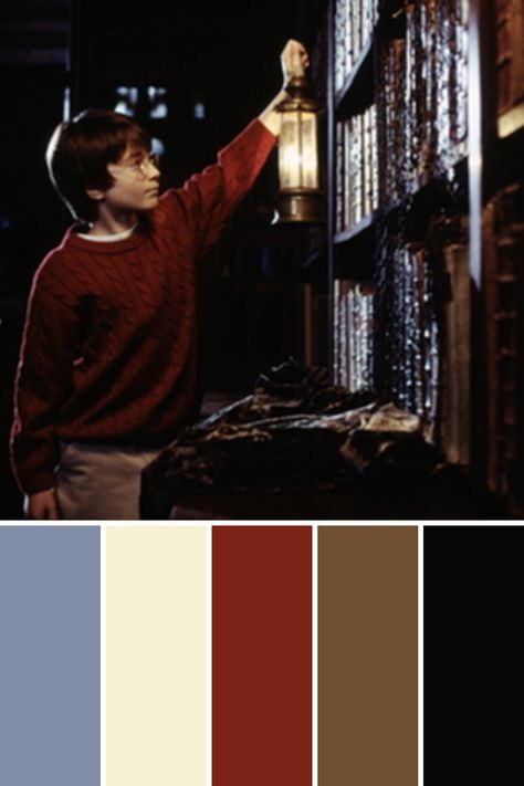 Harry Potter and the Sorcerer's Stone palette Harry Potter Colour Palette, Hogwarts Color Palette, Harry Potter Palette, Harry Potter Color Palette, Stone Palette, Harry Potter Library, Harry Potter Colors, Movie Color Palette, Hall Colour