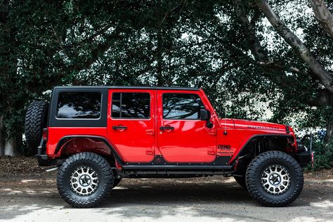 Multiple Exterior Upgrades for Red Jeep Wrangler Rubicon Red Jeep Wrangler Unlimited, Jeep Wrangler Upgrades, Thar Jeep, Red Jeep Wrangler, Two Door Jeep Wrangler, Black Jeep Wrangler, Exterior Upgrades, Wrangler Car, Jeep Sport