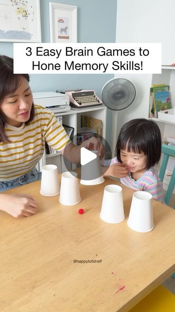 Fynn Sor | Happy Tot Shelf on Instagram: "Need some quick and fun games? I’ve got 3 ideas for you! Not only are these games entertaining, but they’re also fantastic brain workouts to hone their memory skills. And the best part? You only need pompoms and paper cups, and you can set them up in no time!

🔢 Perfect for ages 1 to 7 years old. For toddlers aged 1 to 2, simplify the task with fewer pompoms. For older kids, ramp up the difficulty by adding more pompoms!

❤️ Love these fun learning games? Let me know in the comments in your like to see more of these games!
.
.
#learningisfun #homelearning #playandlearn #braingames #memoryskillsgame #gamesforkids #kidsgames #preschoolactivities" Activities For Early Childhood Education, Games For Lkg Kids, Paper Cup Games For Kids, Brain Game For Kids, Early Years Activities 2-3, Brain Activity Games, Lkg Activities, Memory Activities For Kids, 3 Year Old Learning Activity