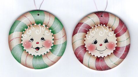 Sweet Candy Ornaments Painting E-Pattern Ornaments Painting, Gingerbread Clipart, Christmas Crafts To Make And Sell, Whimsy Flowers, Christmas Orniments, Wood Snowflake, Gingerbread Diy, Painting Instructions, Candy Ornaments