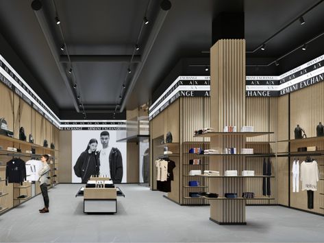 Armani Group opens in Milan the first A|X Armani Exchange store in Italy – WindowsWear Armani Store, Burberry Store, Aspen Ski, Ski Shop, Retail Interior, Store Design Interior, Store Interior, Design Lab, Commercial Design