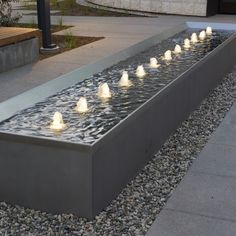 Square Water Features In The Garden, Front Water Features, Linear Water Feature, Front Yard Water Feature, Courtyard Water Feature, Fountain Lighting, Water Feature Lighting, Landscaping Water Feature, Contemporary Water Feature