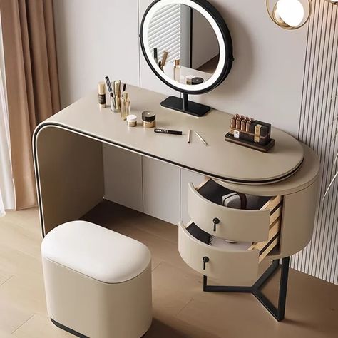 Orren Ellis Myrasol Vanity - Wayfair Canada Vanity For Bedroom, Makeup Corner, Small Vanity Table, Luxury Dresser, Makeup Tables, Dressing Table Lights, White Vanity Set, Small Bathroom Remodel Designs, Living Room Decor Neutral