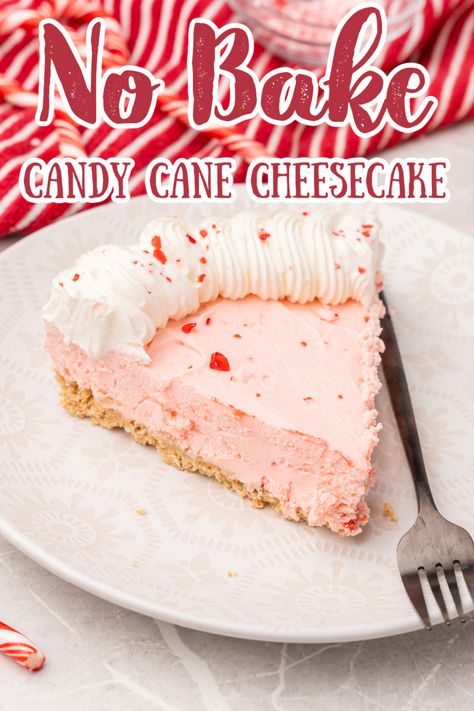 No Bake Candy Cane Cheesecake – An easy-to-make no bake dessert that is great for holiday parties! This cheesecake is made with a graham cracker crust and creamy peppermint cheesecake filling. No Bake Cheesecake Recipe | Christmas Cheesecake | Christmas Desserts | No Bake Christmas Recipes #christmas #cheesecake Christmas Pie Graham Cracker Crust, Chocolate Graham Cracker Crust, Delicious Cheesecake Recipes, Delicious Christmas Desserts, Christmas Recipes Appetizers, Baked Cheesecake Recipe, Best Cheesecake, Decadent Cakes, Baked Dessert Recipes