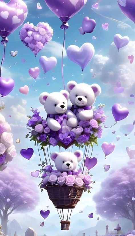 Bear Pics, Cute Teddy Bear Pics, Cute Wallpapers For Android, Purple Teddy Bear, Teddy Photos, Walpapers Cute, Easy Disney Drawings, Cute Owls Wallpaper, Bear Artwork