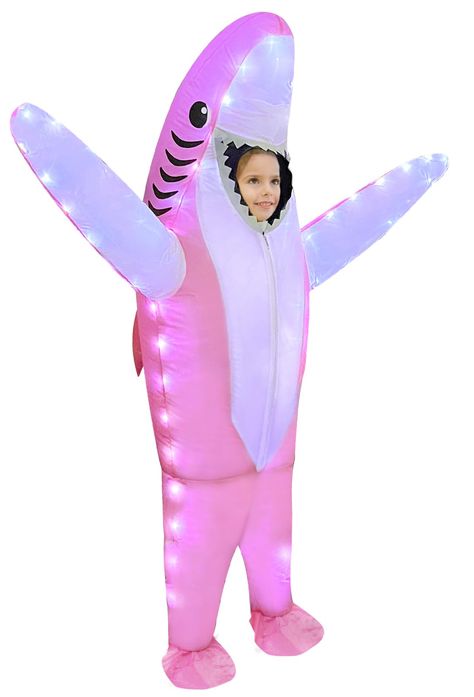 PRICES MAY VARY. 【Glowing Shark Costume Kids】Shark blow up costumes build-in LED lights, light up inflatable shark costume are unique costume, which will attracting kids curiosity and attention. Kids always love light-up stuff, so they will love the lighted pink shark costume very much. Shark halloween costume fit for kids- Height Range 120cm-150cm [3.9ft-4.9ft/47-59inch] 【Amazing Halloween Costume With Lights】The shark inflatable costumes for kids with 2 modes. 1. Light up mode: You can switch Blowup Halloween Costumes, Halloween Costumes For Two Friends, Kids Shark Costume, Costume With Lights, Preppy Halloween Costume, Shark Costume Kids, Blow Up Costumes, Blow Up Halloween Costumes, Shark Halloween Costume