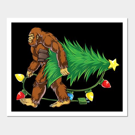 Bigfoot Christmas Tree Lights Funny Sasquatch T-Shirt -- Choose from our vast selection of art prints and posters to match with your desired size to make the perfect print or poster. Pick your favorite: Movies, TV Shows, Art, and so much more! Available in mini, small, medium, large, and extra-large depending on the design. For men, women, and children. Perfect for decoration. Big Foot Party Ideas, Bigfoot Christmas, Nails 2014, Christmas Tree Lights, Tree Lights, Christmas Poster, Gingerbread Houses, Christmas Tree Lighting, Christmas Door