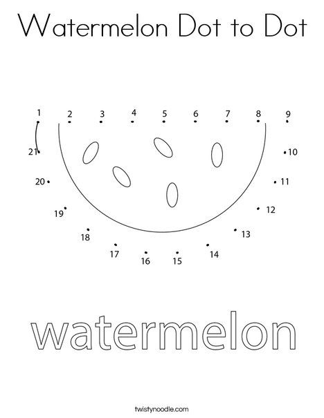 Watermelon Dot to Dot Coloring Page - Twisty Noodle Watermelon Worksheets Preschool, Watermelon Worksheet, Watermelon Coloring Page, W Is For Watermelon, Watermelon Pics, Watermelon Ideas, Watermelon Activities, Summer Daycare, Tracing Font