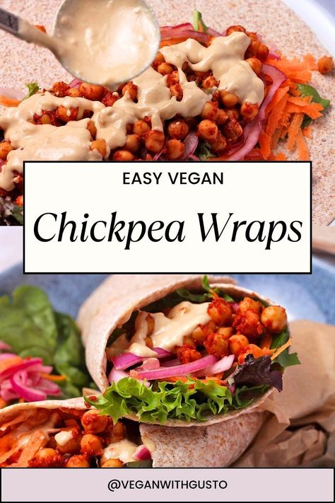 Craving a BBQ meal that is both healthy and vegan? Look no further! These Vegan BBQ Chickpea Wraps are perfect for lunch, busy weeknight dinners, and even as a tasty addition to your plant-based diet. Made with easy-to-find ingredients like canned chickpeas and fresh veggies, these wraps are ready in no time. Don't miss out on this delicious, quick, and easy recipe! Get the recipe now! Bbq Chickpea Wraps, Vegan Chickpea Wrap, Chickpea Cauliflower Wrap, Buffalo Chickpea Salad Wrap, Curry Chickpea Wrap, Vacation Recipes, Bbq Chickpeas, High Protein Recipes Dinner, Bbq Veggies