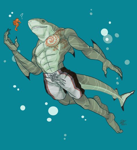 Fishman Oc, Blacktip Reef Shark, Shark Character, Hybrid Art, Shark Man, Reef Shark, Underwater Art, Monster Concept Art, Monster Design