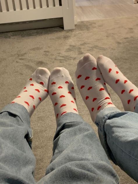 Couple Socks Aesthetic, Brandy Melville Heart Socks, Red Heart Socks, Sock Ideas, Brandy Melville Aesthetic, Socks Aesthetic, Matching Friend, You Are My Moon, Matching Socks