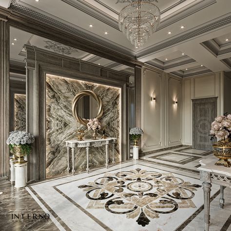 Classic Lobby Design, Art Deco Style Interior, Marble Flooring Design, Wall Decoration Ideas, Neoclassical Interior, Marble Floors, Bedroom Decor For Couples, Luxury House Interior Design, Lobby Interior