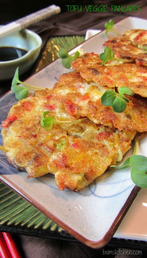 Veggie Pancakes, Chicken Peas, Peas Recipes, Church Recipes, Dim Sum Recipes, Vegetable Pancakes, Dip Sauce, Mapo Tofu, Tofu Recipe