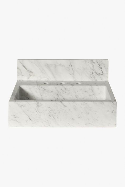 Bath | Waterworks | Waterworks Poolhouse Bathroom, Floating Marble Sink, Tiny Bath, Arabescato Marble, Lavatory Sink, Marble Sink, Pedestal Sinks, Marble Sinks, Stone Sink