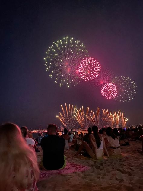 New Year’s Eve 2023, People Watching Fireworks, Thailand New Year, Beach Fireworks, Fireworks Aesthetic, Fireworks Pictures, Fire Works, Summer Plans, Summer Goals