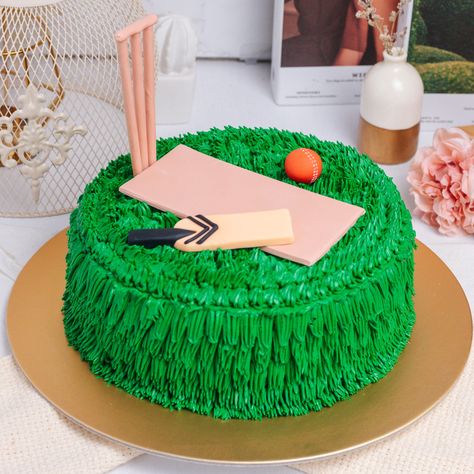 Half Kg Cake Design, Half Kg Cake, Cake Without Fondant, Cakes Without Fondant, Cricket Cake, Cake Designs For Boy, Bat And Ball, Cricket Bats, Cricket Ball