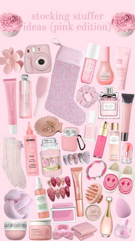 pink stocking stuffer ideas #fashion #winter #christmas #aesthetic Stocking Stuffers For Teenagers, Winter Christmas Aesthetic, Pink Stocking, Girly Christmas Gifts, Aesthetic Shuffles, Positive Wallpapers, Stocking Stuffer Ideas, Snowflake Cookies, Pink Clay