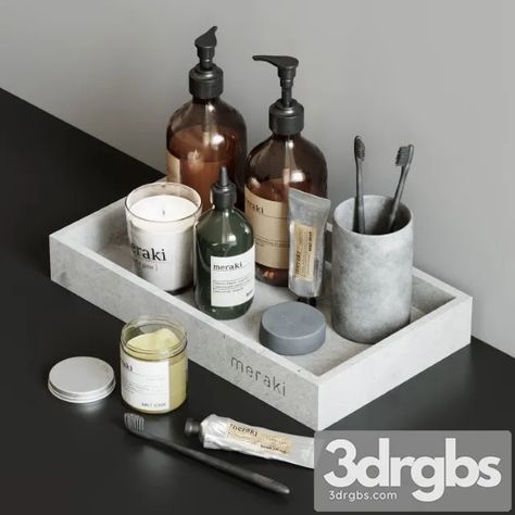 #DECORATION #Decorativeset https://3dskyfree.com/decoration/meraki-decorative-set-3d-model-download-2/3ds-max/ Bathroom Counter Accessories, Bathroom Counter Decor, Guest Bathroom Decor, Bathroom Model, Decorative Set, Counter Decor, Bathroom Counters, Bathroom Accessories Sets, Guest Bathrooms