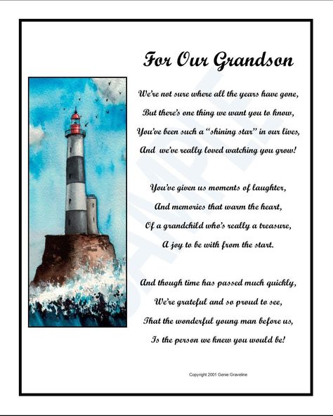 "PLEASE NOTE: THIS IS A DIGITAL DOWNLOAD. NO PHYSICAL PRODUCT WILL BE MAILED TO YOUR HOME. FOR MORE INFORMATION, PLEASE READ THE PARAGRAPH BELOW. This beautiful poem will surely touch your grandson's heart in a profound and meaningful way. it is a gift that he will come to treasure, even more as the years continue to pass. Please make note: This is a DIGITAL DOWNLOAD. After payment has been made, a file containing this poem will be sent to your email. click on the word \"download\" and the poem Poem For My Son, Brother Poems, Son Poems, Father Poems, Life Poems, Daughter Poems, Missing My Son, Sons Graduation, Poems For Him