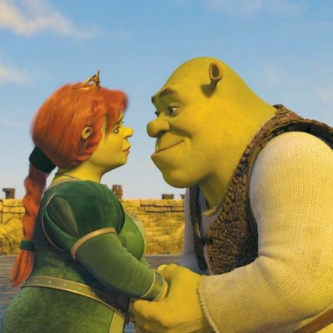 Shrek And Fiona Aesthetic, Shrek Wedding, Shrek And Fiona, Fiona Shrek, Halloween Photo Booth, Princess Fiona, Holographic Print, Kids Movies, Boy Girl Bedroom