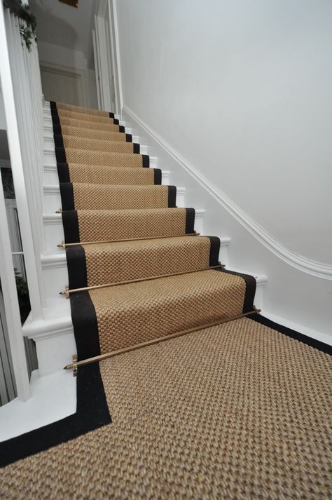 Trap Makeover, Sisal Stair Runner, Stairs Runner, Carpet Staircase, Victorian Hallway, Staircase Runner, Stair Makeover, Building Stairs, House Staircase