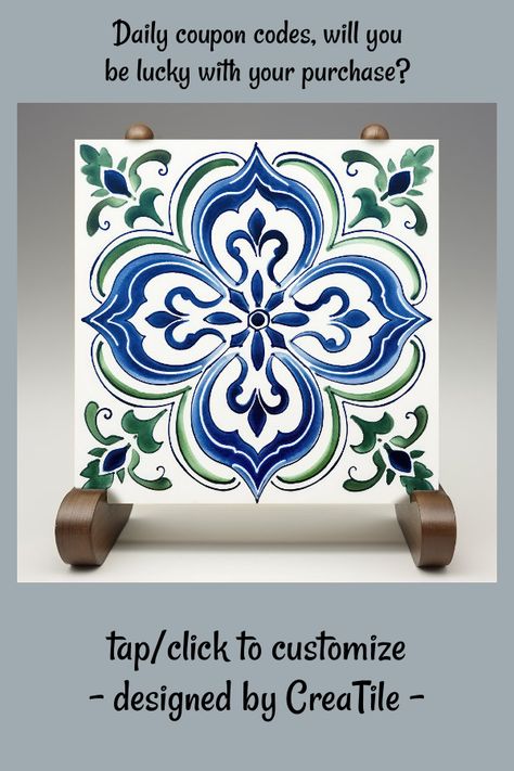 Sicilian Garden Watercolor Blue Green Ceramic Tile - tap to personalize and get yours #CeramicTile #italian #garden #tile #print, #sicilian Sicilian Garden, Italian Prints, Sicilian Decor, Green Ceramic Tile, Portugal Tiles, Emerald Green Wall, Blue Green Tile, Italian Tiles Pattern, Italian Pattern