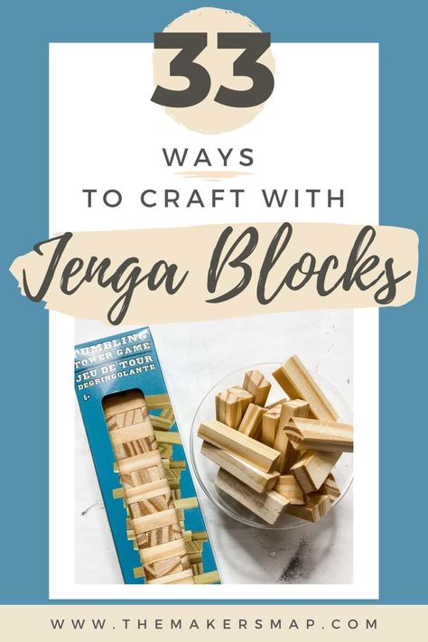 33 Jenga Block Crafts DIY Dollar Tree - Year round and holiday DIY Crafts With Jenga Blocks, Jenga Block Crafts Diy, Jenga Block Crafts, Wooden Blocks Diy, Jenga Diy, Jenga Blocks, Wood Projects For Kids, Wood Block Crafts, Dollar Store Diy Projects