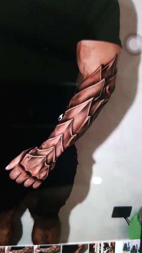 Dragon Scale Armor Tattoo, Armor Tattoo Sleeve, Gauntlet Tattoo, Armor Sleeve Tattoo, Armour Tattoo, Train Tattoo, Pop Culture Tattoos, Shoulder Armor Tattoo, Wing Tattoo Men