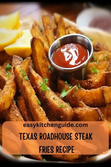 Last Updated on September 27, 2023 Texas Roadhouse is an American casual dining restaurant chain that serves up some of the best steaks around. But it isn’t just their steaks that people love, their signature steak fries are a must-try. These delicious, crispy fried potatoes have become a favorite side dish for many people. Now, ... <a title="Texas Roadhouse Steak Fries Recipe – Easy Kitchen Guide" class="read-more" href="https://easykitchenguide.com/texas-roadhouse-steak-fries-r... Steak Fry Recipes, Steak Fries Recipe, Roadhouse Recipes, Texas Roadhouse Recipes, Crispy Fried Potatoes, Texas Roadhouse Steak Seasoning, Texas Roadhouse Steak, French Fry Seasoning, Food Sides